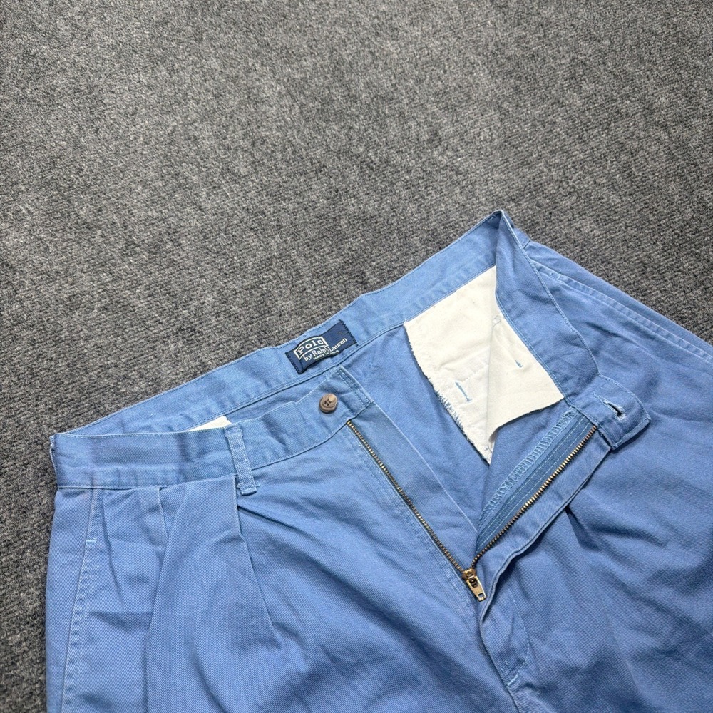 80s Polo Ralph Lauren VTG Shorts Men 33 USA Made Pleated 6" Inseam Unique Blue